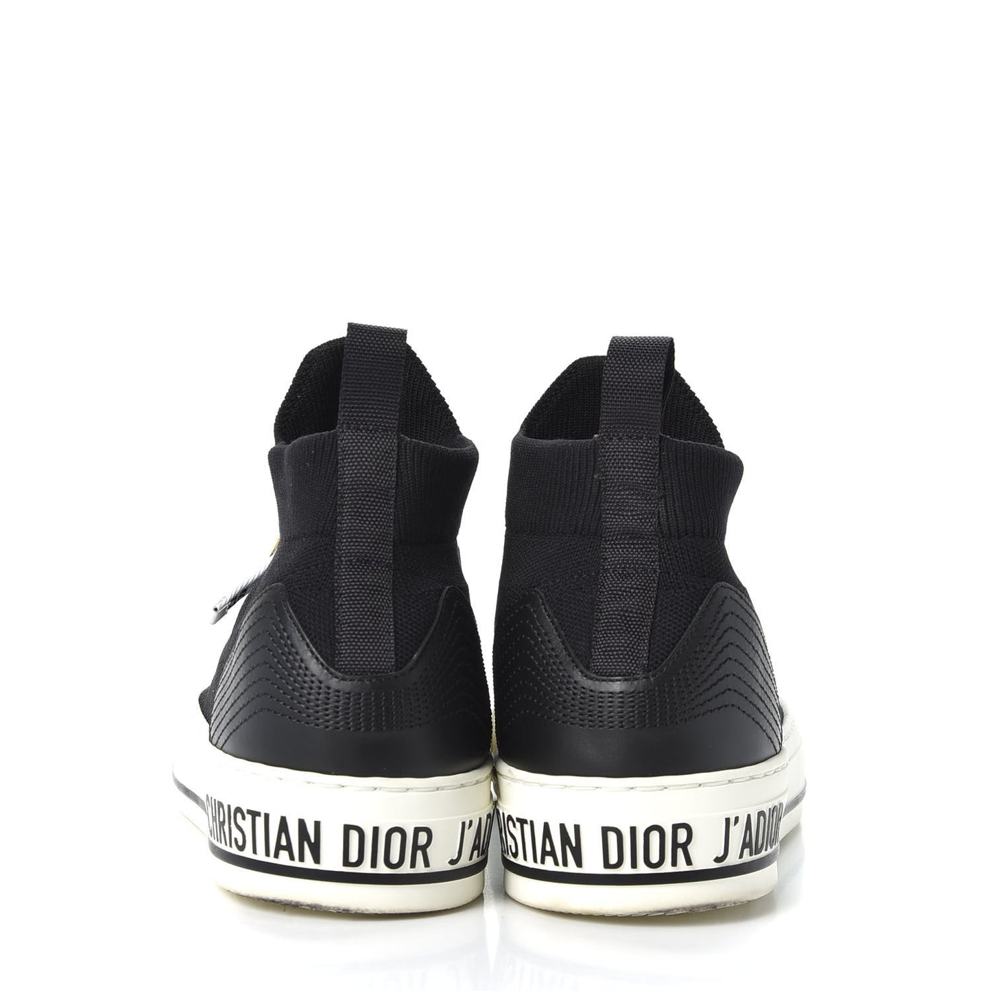 Technical Knit Calfskin Womens Walk'N'Dior High Top Sneakers 38.5 Black