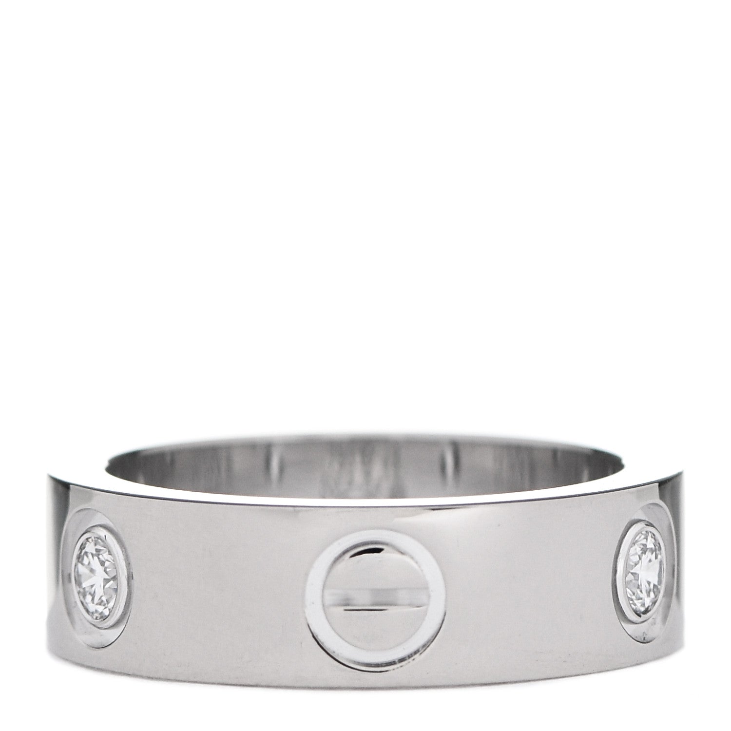 Cartier 18K White Gold 3 Diamond 5.5mm LOVE Ring 49 5 3 of 4