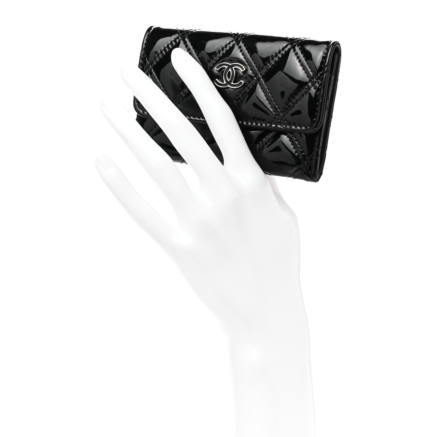 Chanel Patent Quilted Flap Card Holder Black 8 of 8