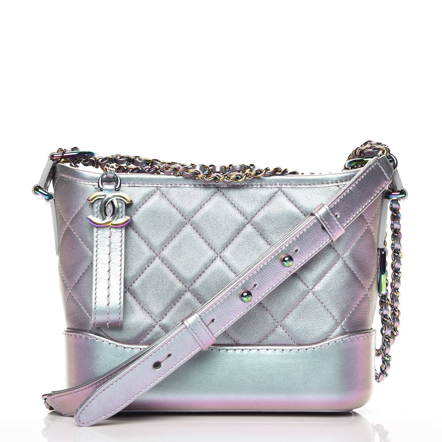 Iridescent Lambskin Calfskin Quilted Small Gabrielle Hobo Light Purple