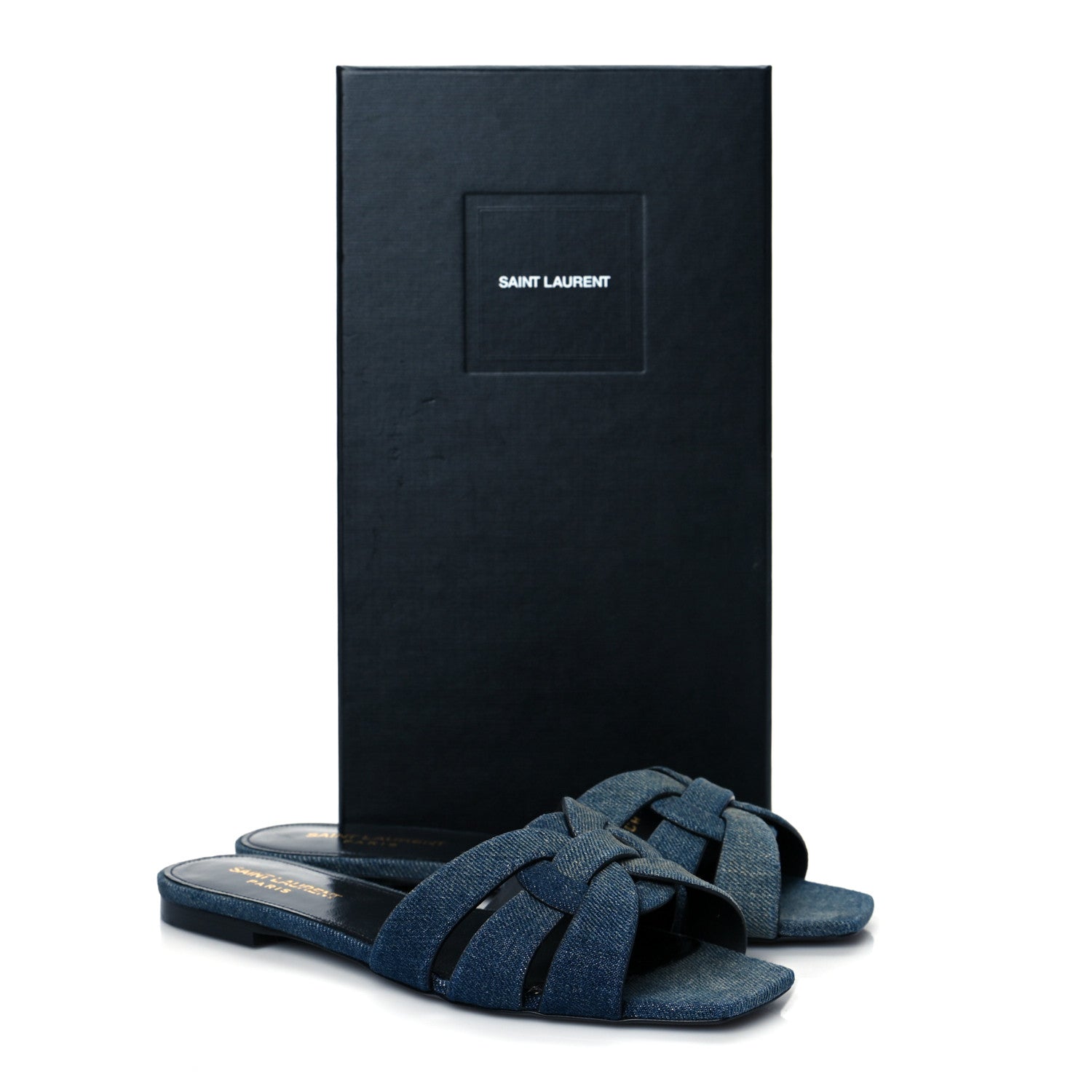 Saint Laurent Denim Tribute 05 Slide Sandals 37 Deep Navy Jeans 10 of 10