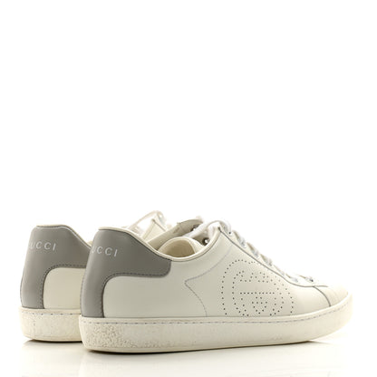 Gucci Calfskin Interlocking G Perforated Womens Ace Sneakers 37.5 White Grey Sky 4 of 12