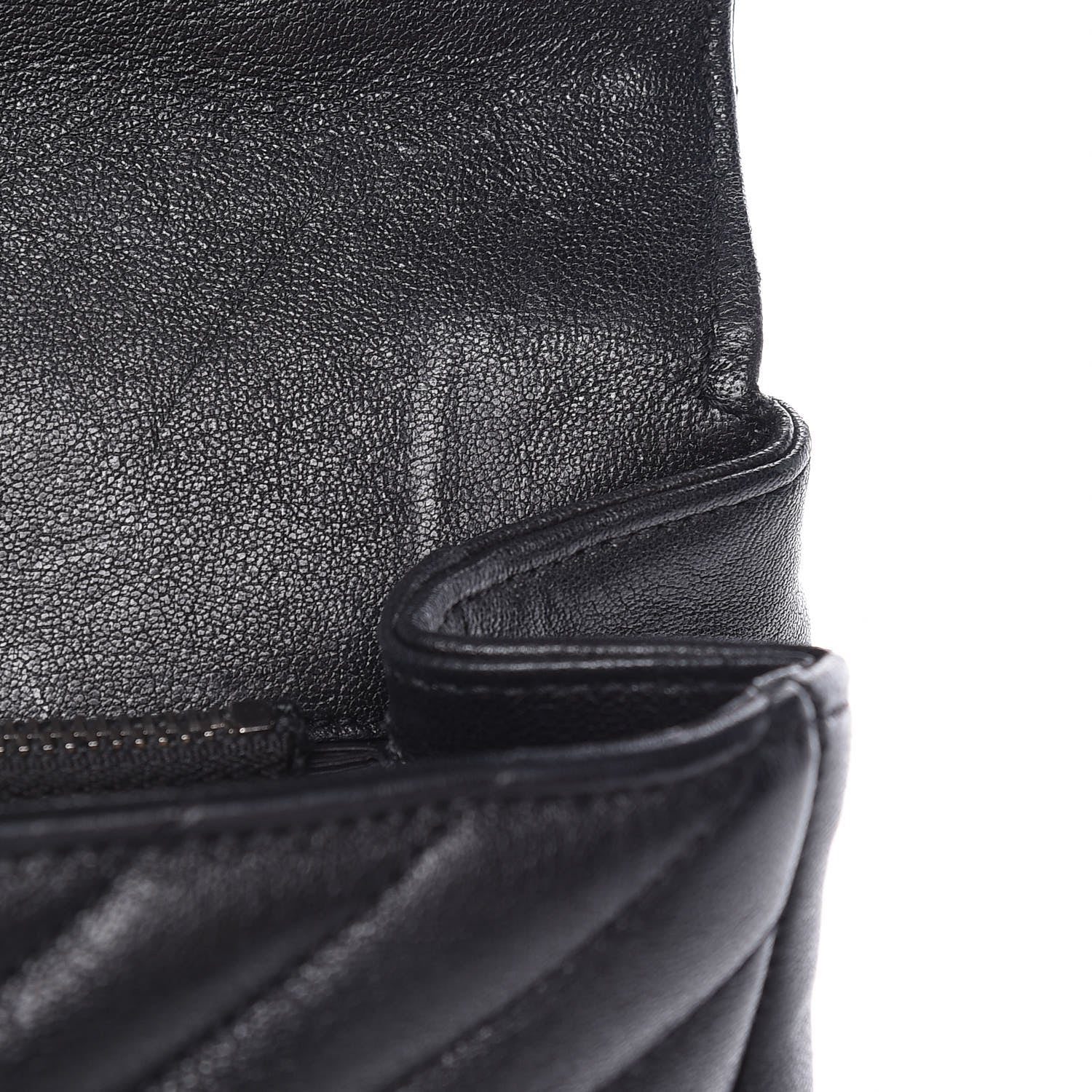 Saint Laurent Sheepskin Matelasse Chevron Monogram Large College Satchel Black 17 of 23