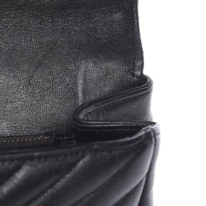 Saint Laurent Sheepskin Matelasse Chevron Monogram Large College Satchel Black 17 of 23
