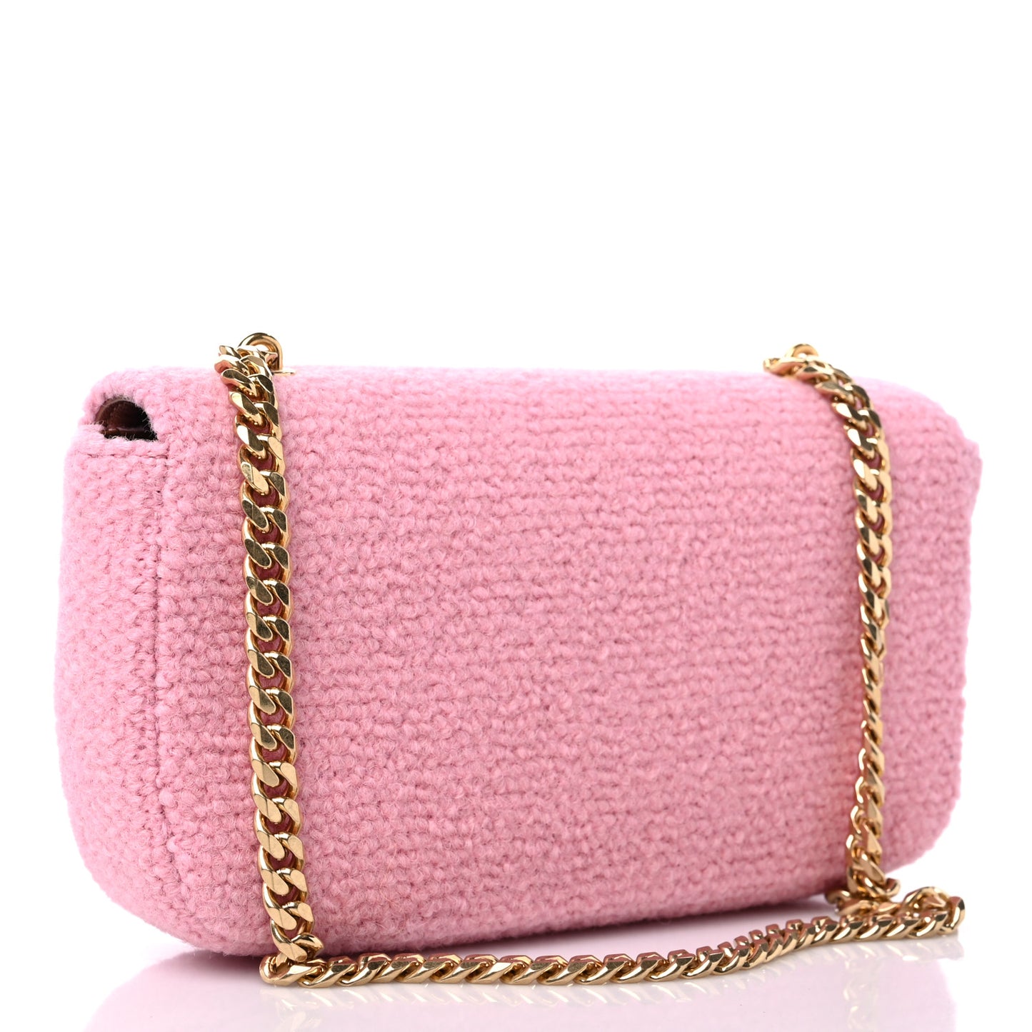 Tweed Triomphe Chain Shoulder Bag Pink