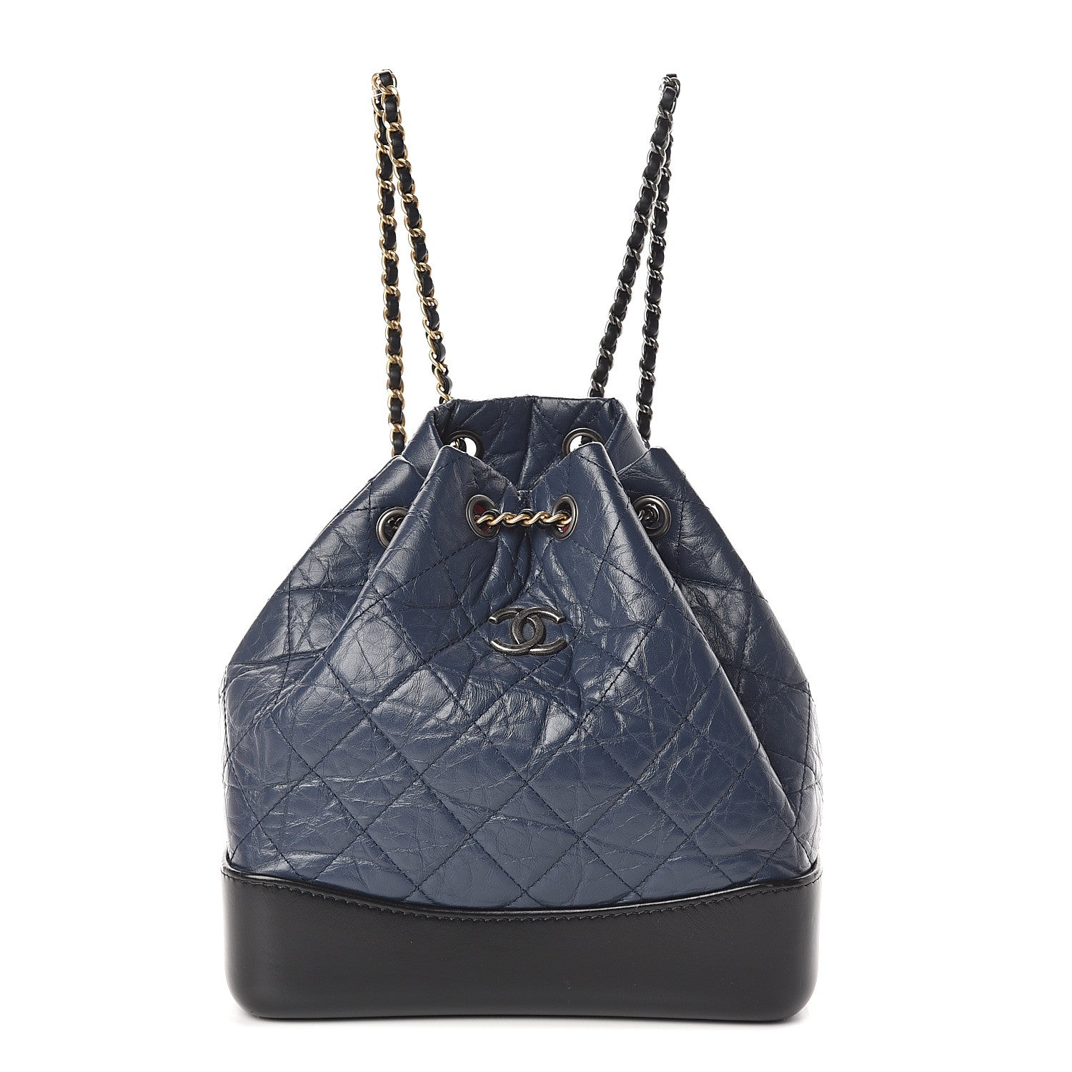 Chanel Aged Calfskin Quilted Small Gabrielle Backpack Blue Black 1 of 9
