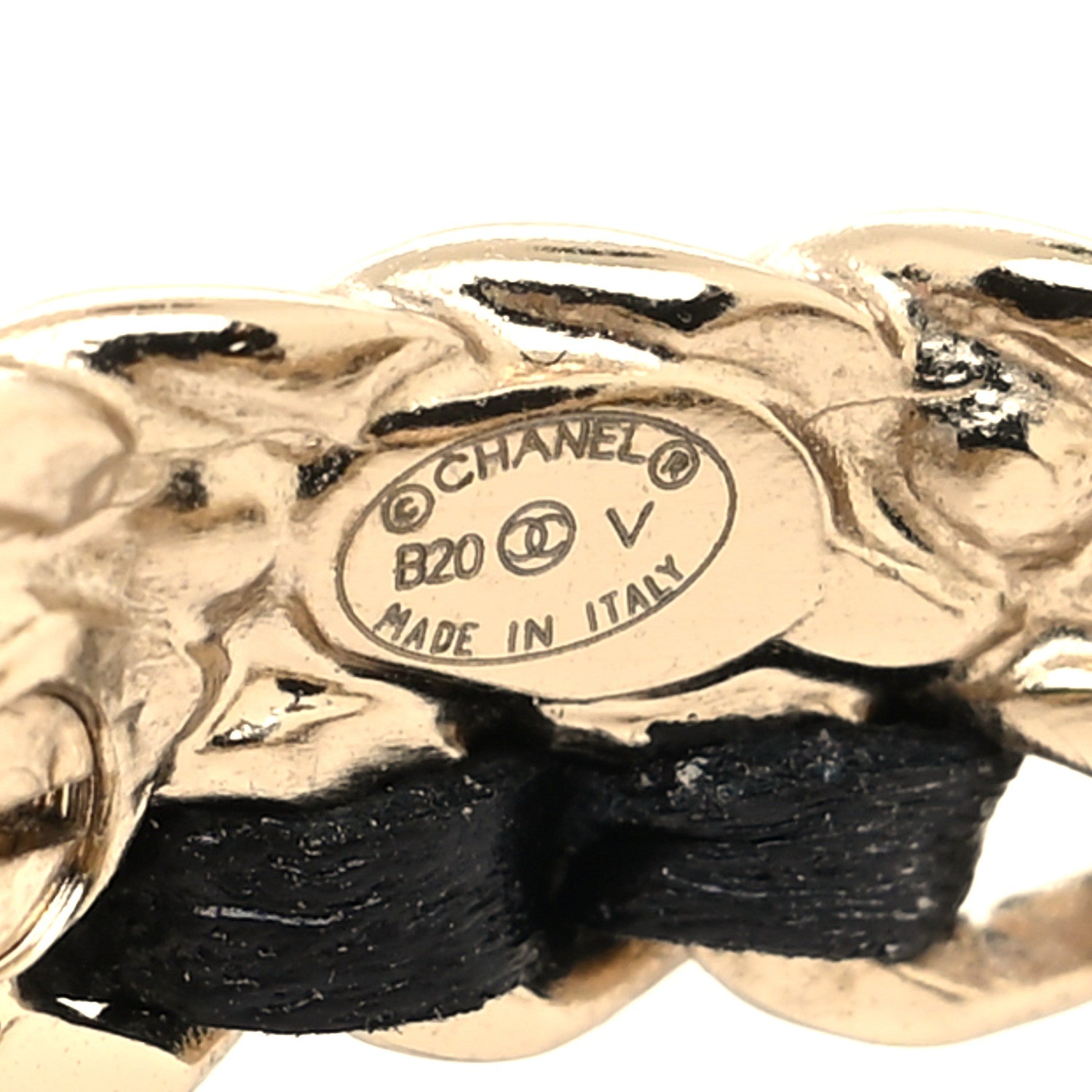 Chanel Crystal Lambskin CC Chain Hoop Earrings Gold Black 4 of 5