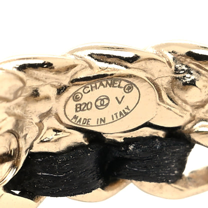 Chanel Crystal Lambskin CC Chain Hoop Earrings Gold Black 4 of 5