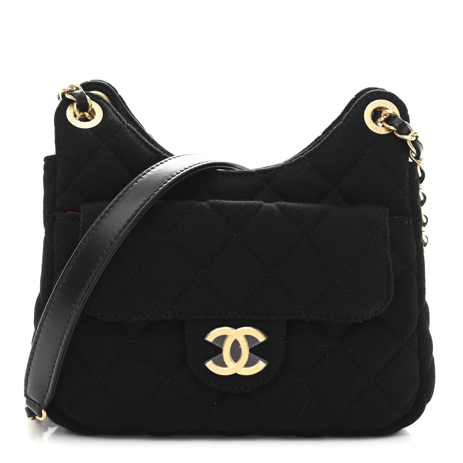 Chanel Jersey Quilted Small Wavy CC Hobo Black 1 of 11