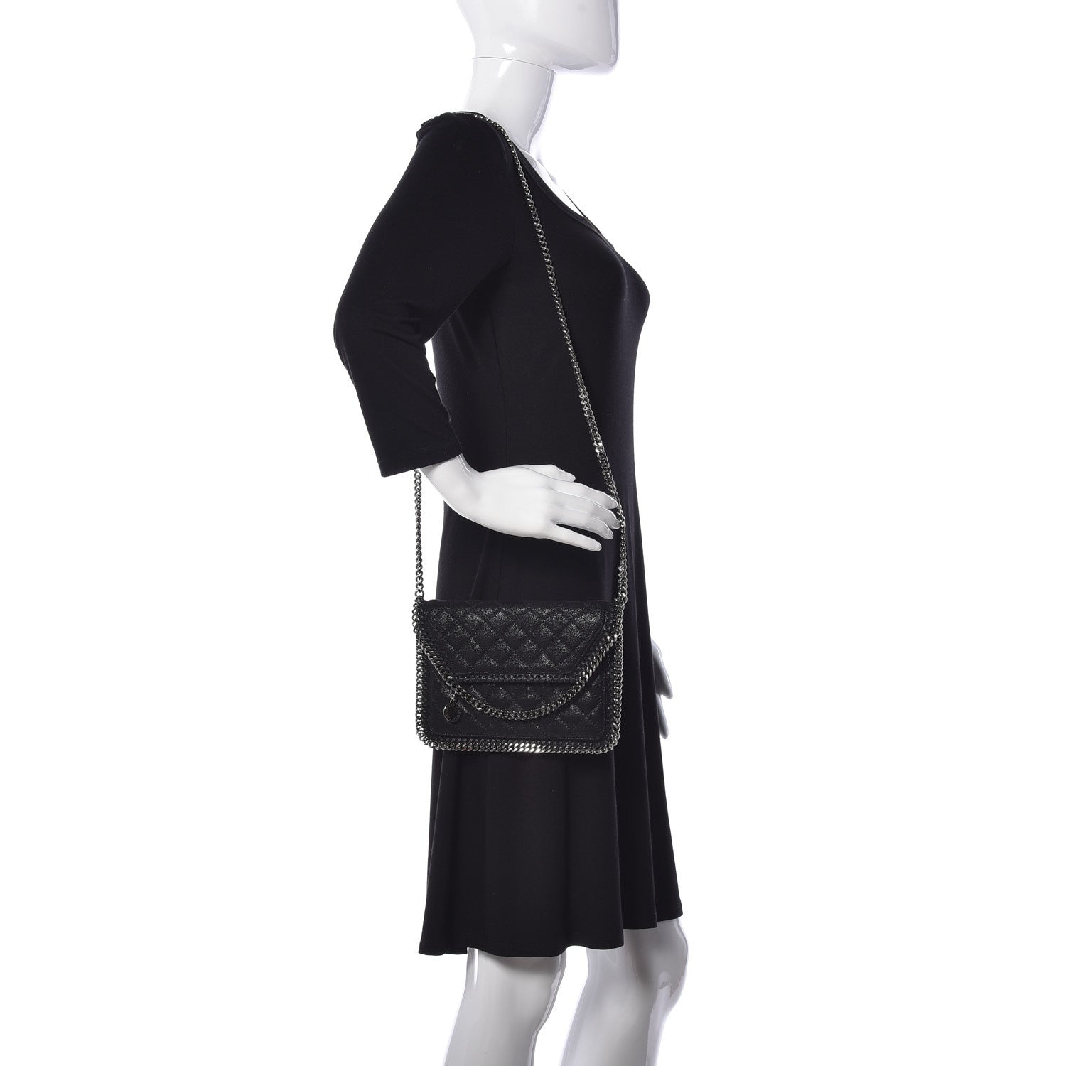Stella McCartney Shaggy Deer Quilted Mini Falabella Crossbody Black 2 of 9