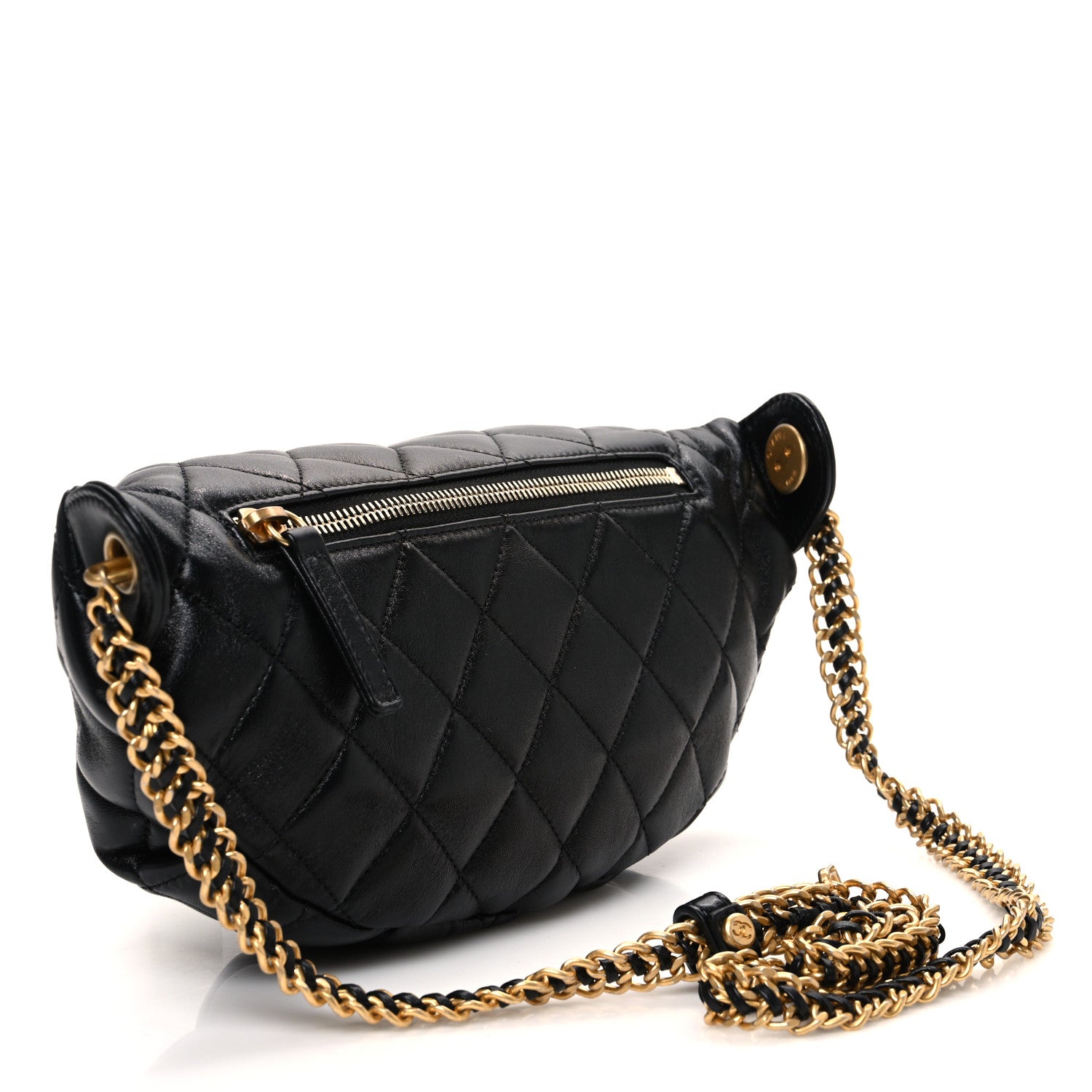 Chanel Shiny Lambskin Quilted Belt Bag Black 3 of 11