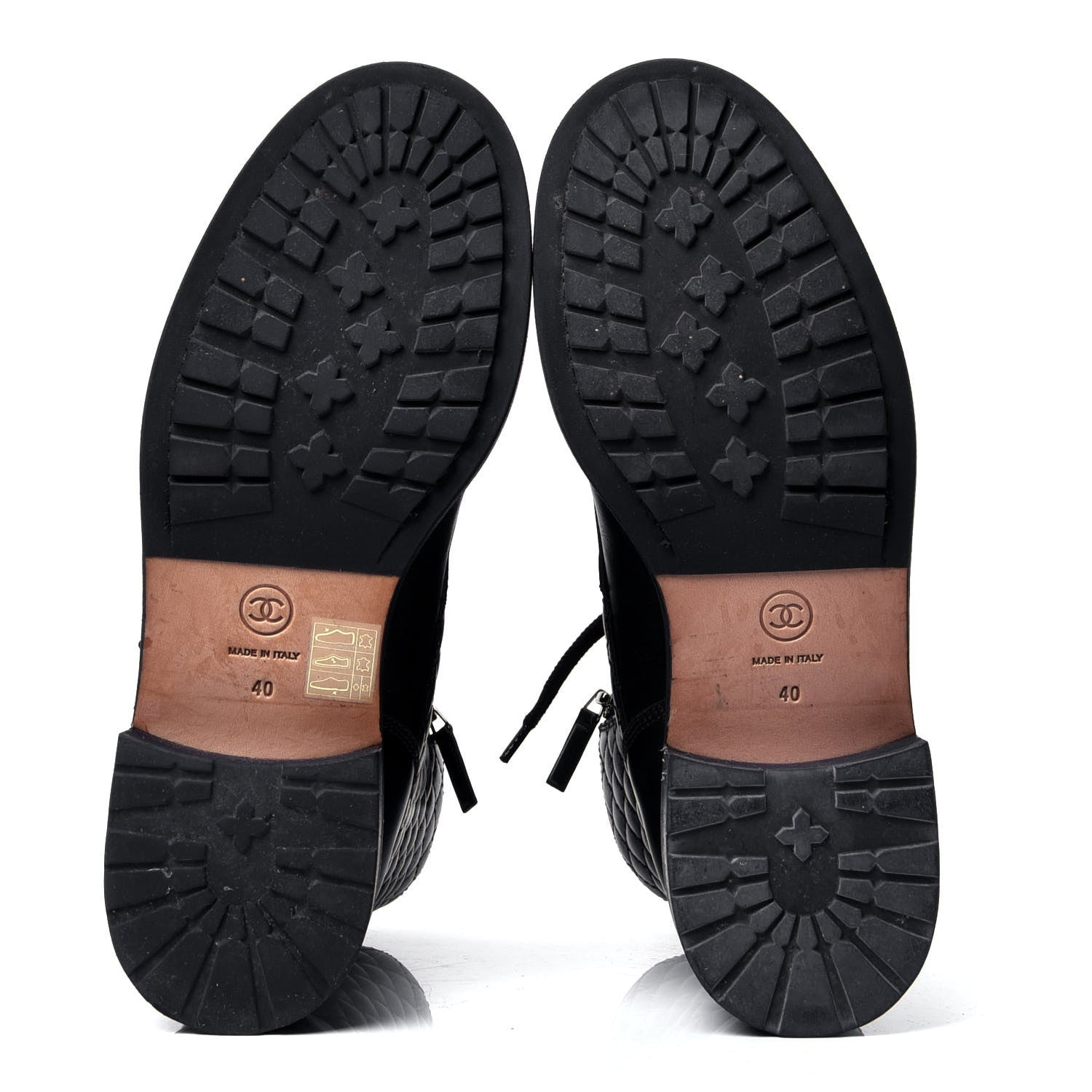 Chanel Calfskin Quilted Lace Up Combat Boots 40 Black 5 of 5