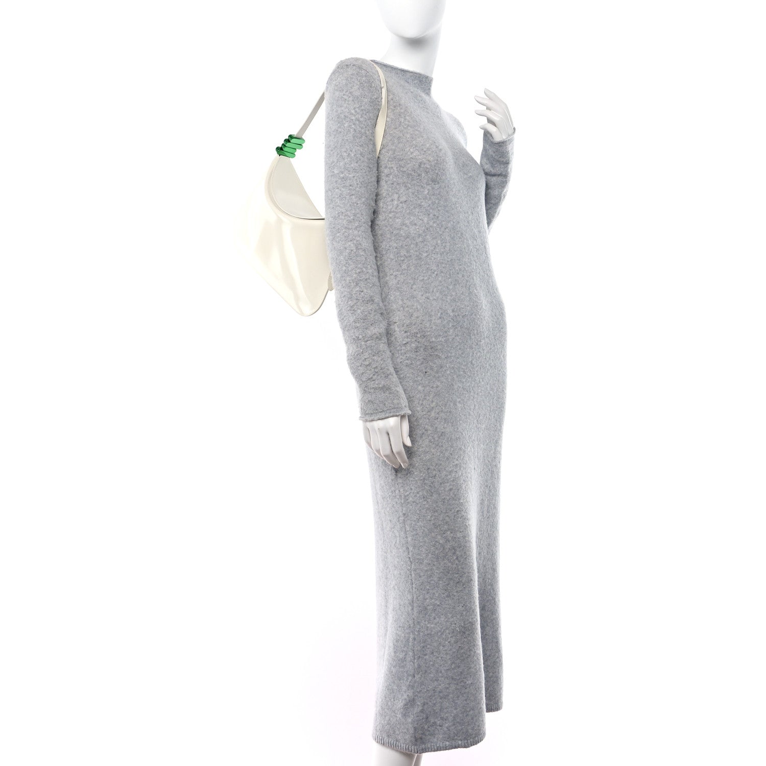 Bottega Veneta Brushed Calfskin Cradle Fold Over Shoulder Bag White Parakeet 2 of 10