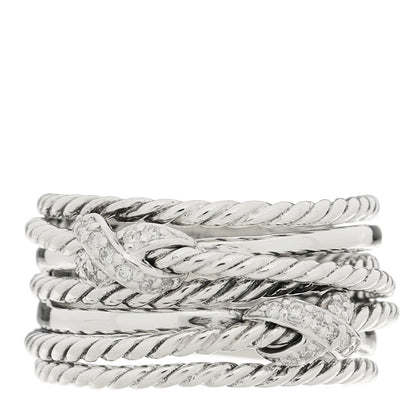 David Yurman Sterling Silver Diamond Double X Crossover Ring 53 6.5 1 of 4