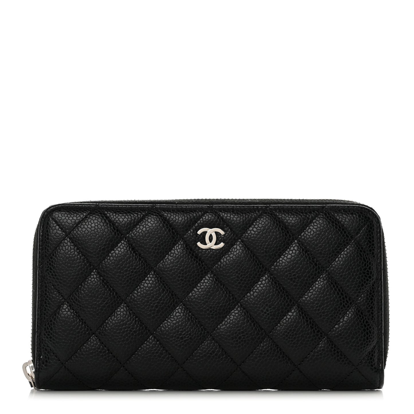 Caviar Quilted Large Gusset Zip Around Wallet Black