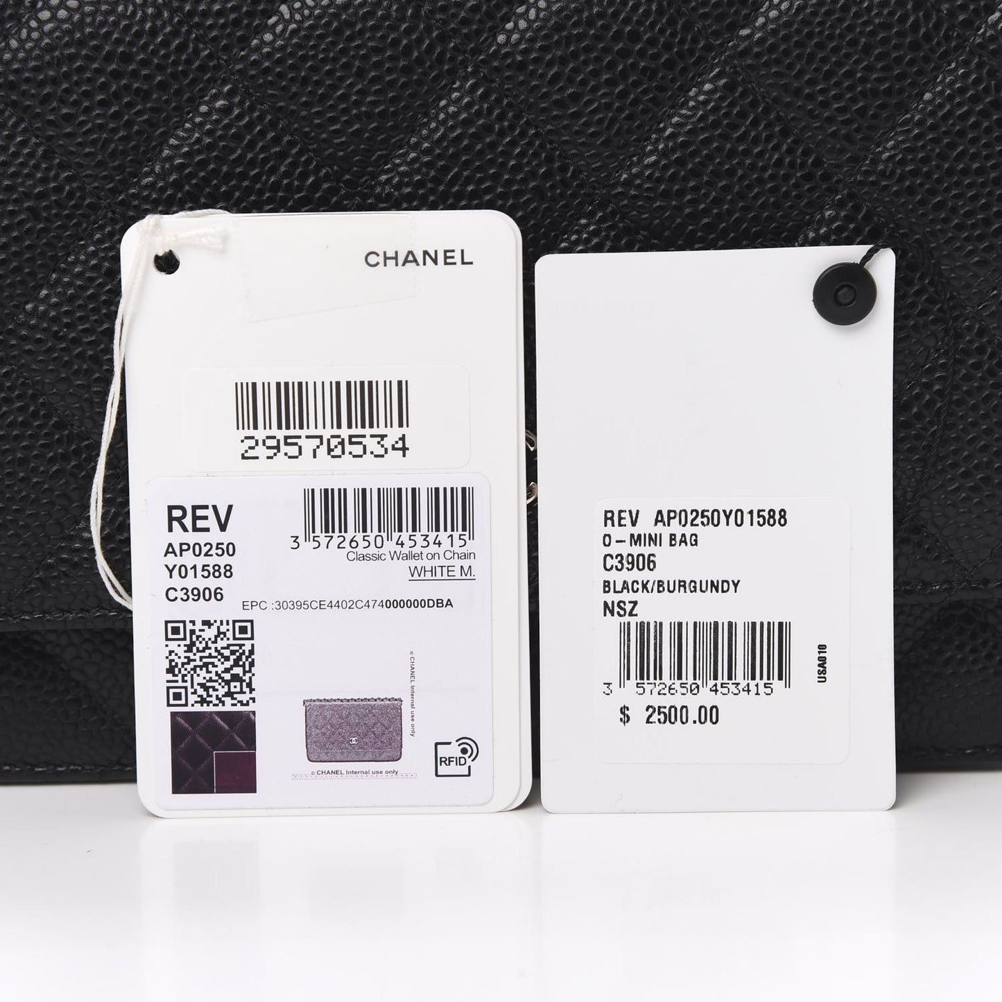 Caviar Quilted Wallet On Chain WOC Black