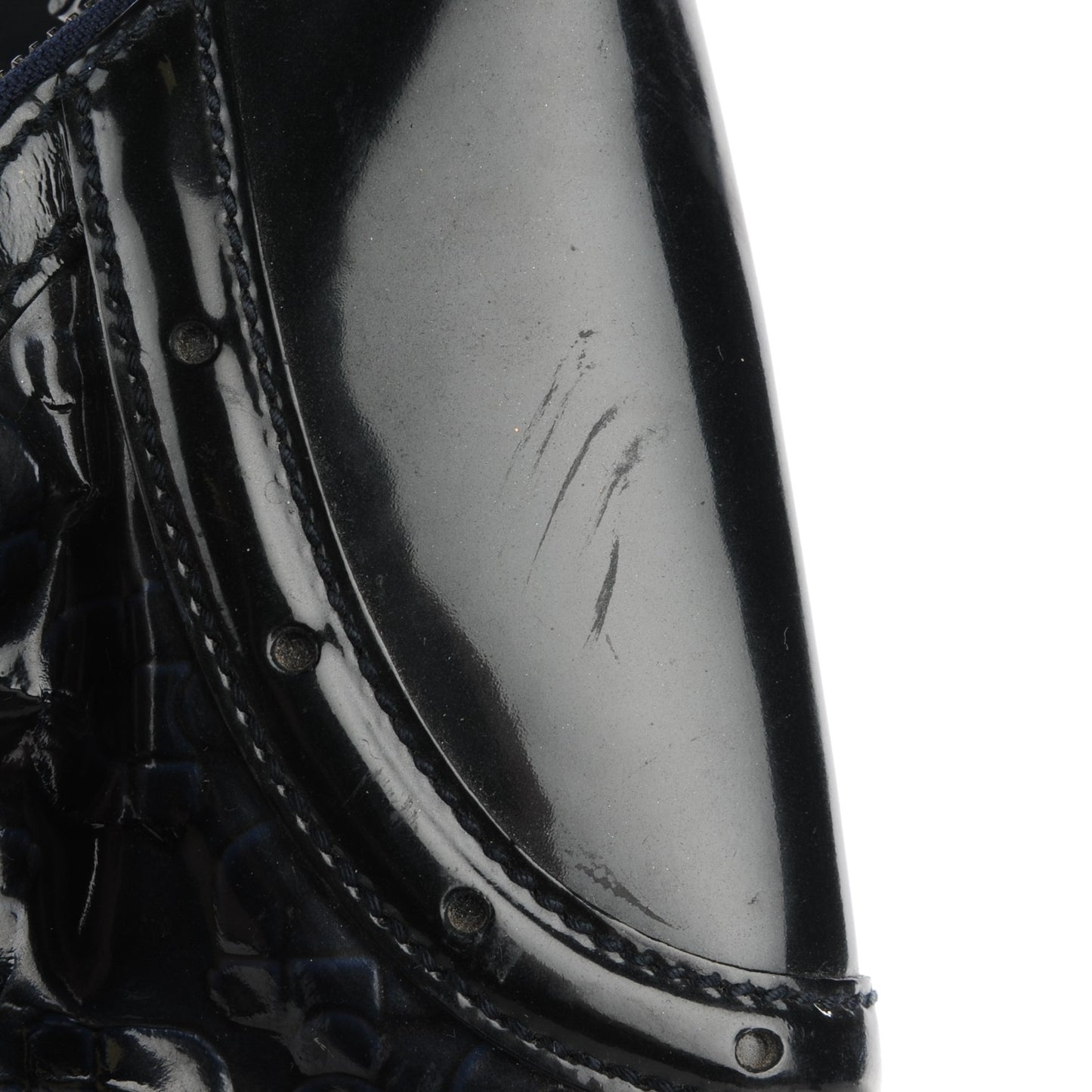 Patent Calfskin Horsebit Embossed Glam Hobo Navy