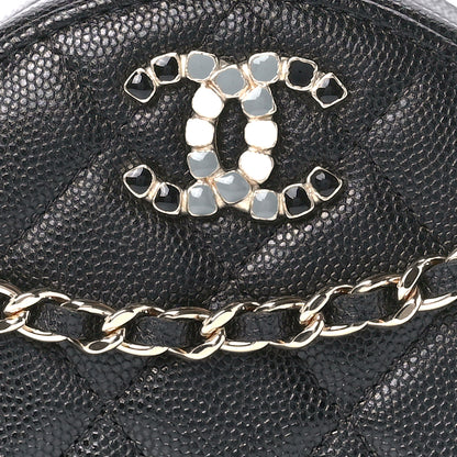 Chanel Caviar Quilted Gripoix CC Round Clutch With Chain Black 8 of 10