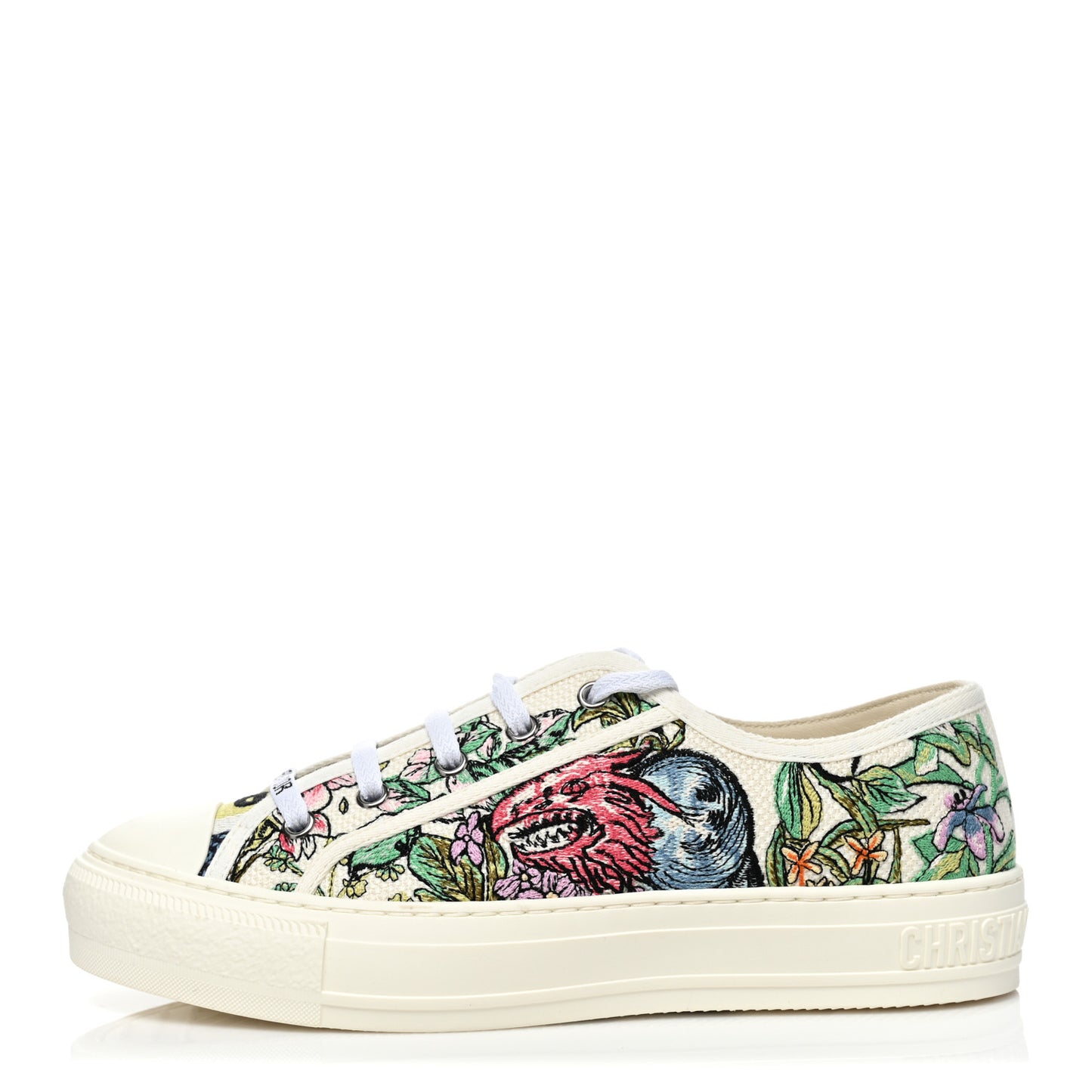Canvas Constellation Embroidered Womens Walk'N'Dior Low Top Sneakers 38 White Multicolor