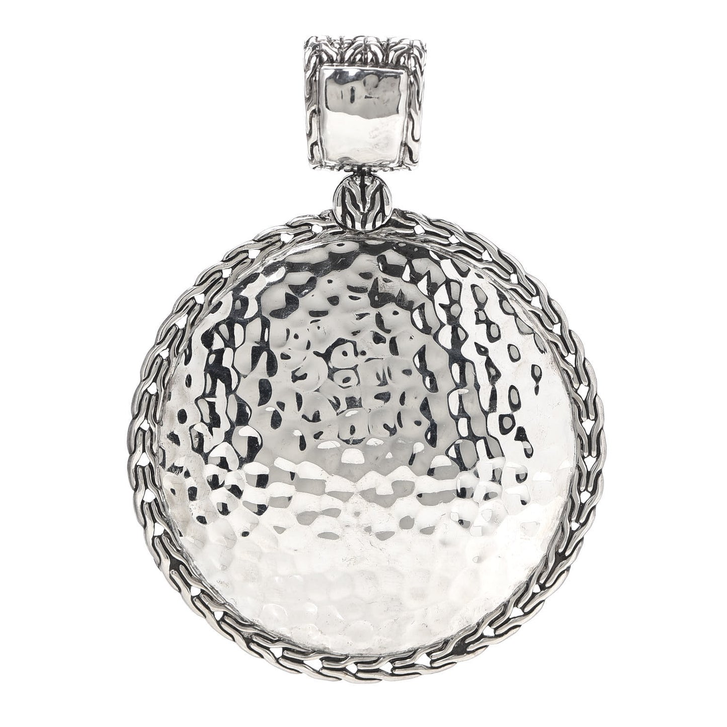 Sterling Silver Large Palu Hammered Enhancer Pendant