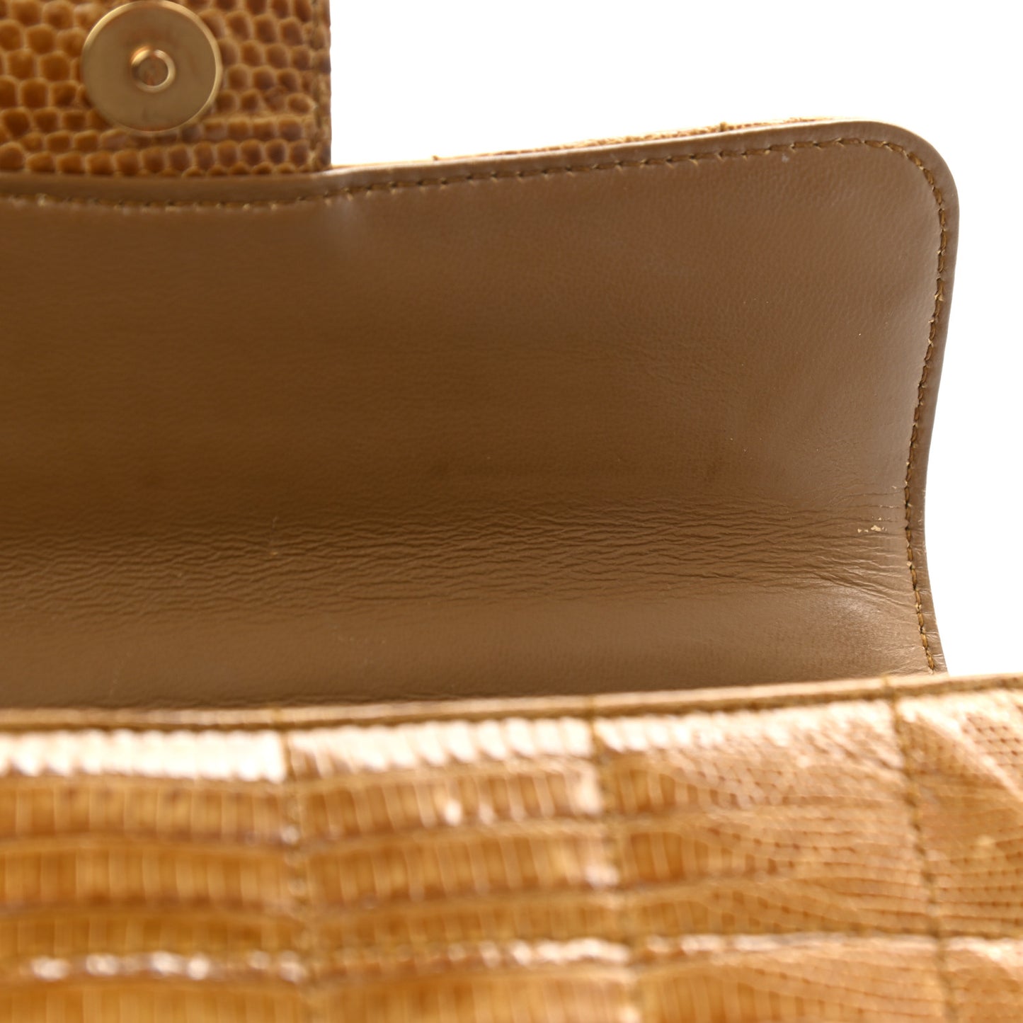 Lizard Square Quilted Extra Mini Flap Beige