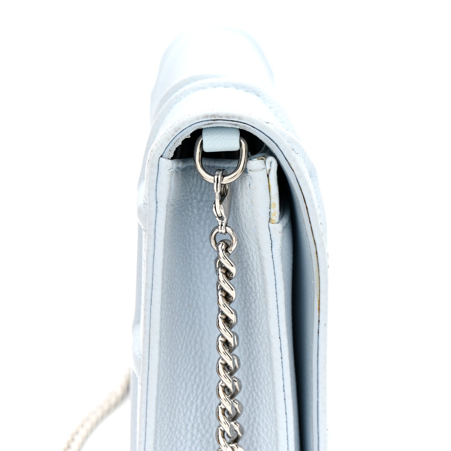 Christian Dior Grained Calfskin Diorama Wallet on Chain Pouch Light Blue 13 of 15