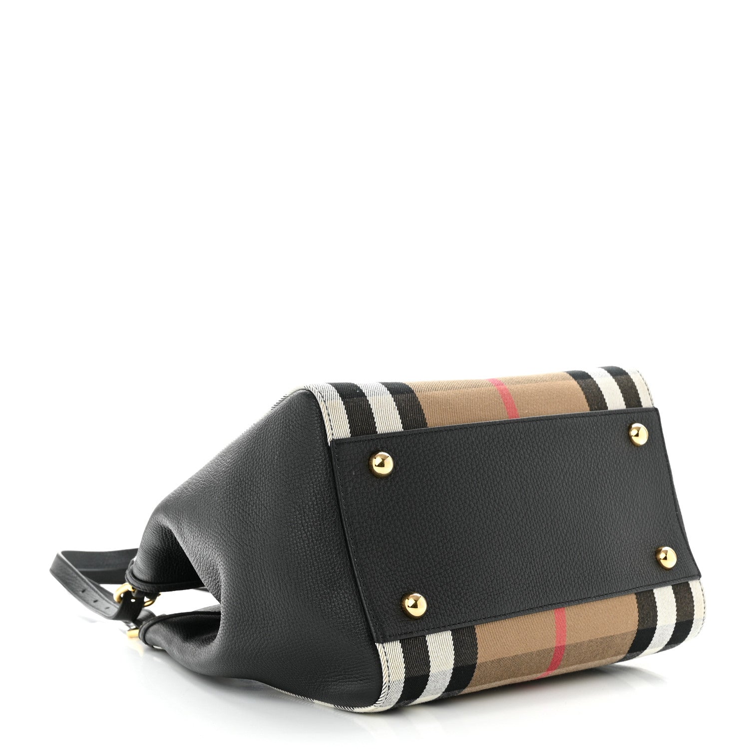 Burberry Grainy Calfskin House Check Small Canterbury Tote Black 4 of 9