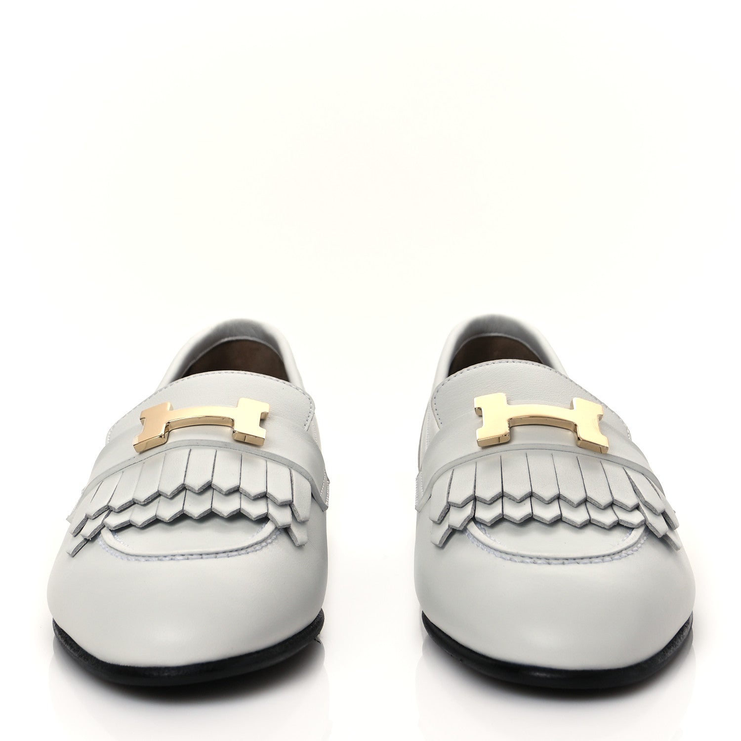 Hermes Calfskin Womens Royal Loafers 35.5 White 2 of 8