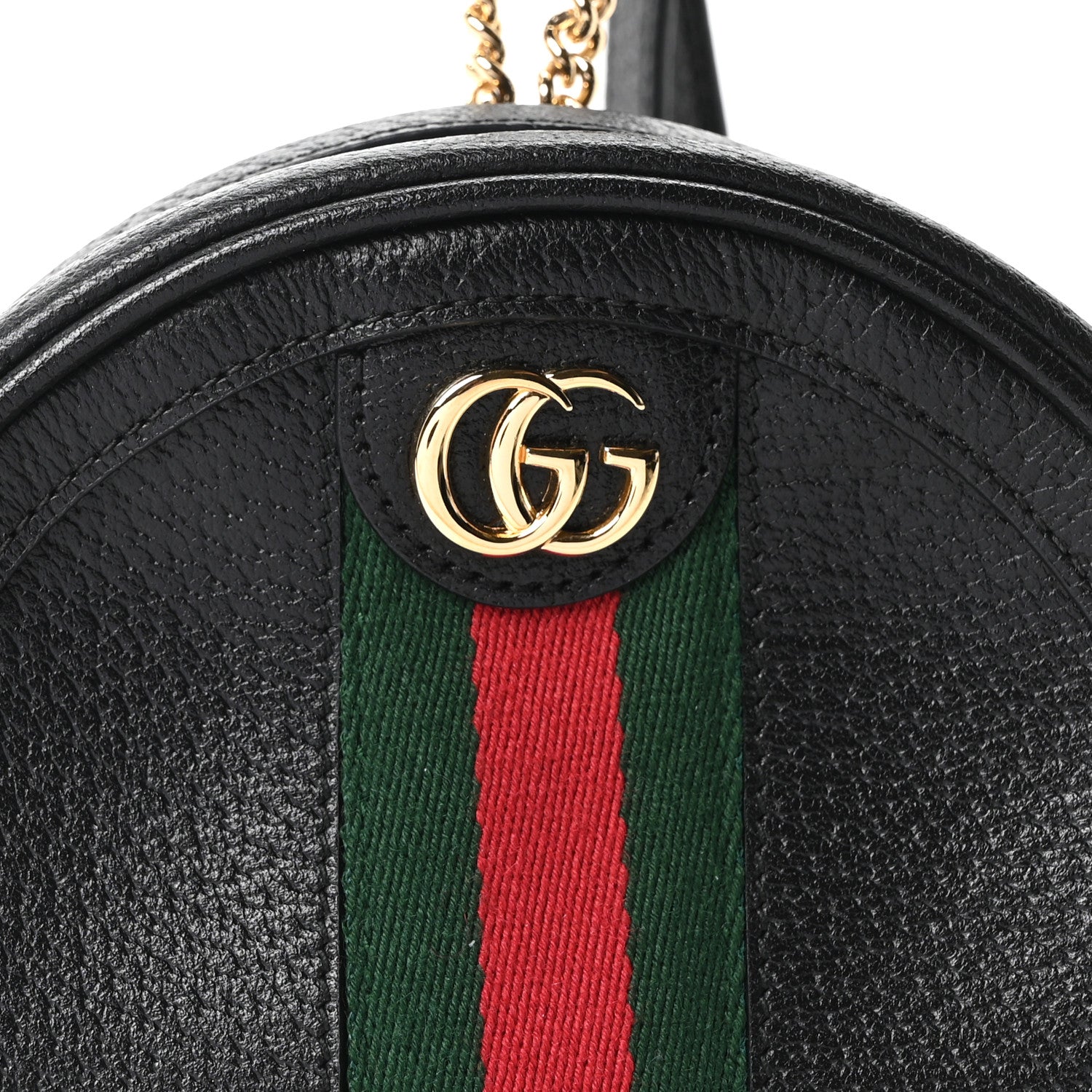 Gucci Grained Calfskin Web Mini Ophidia Round Backpack  Black 8 of 10