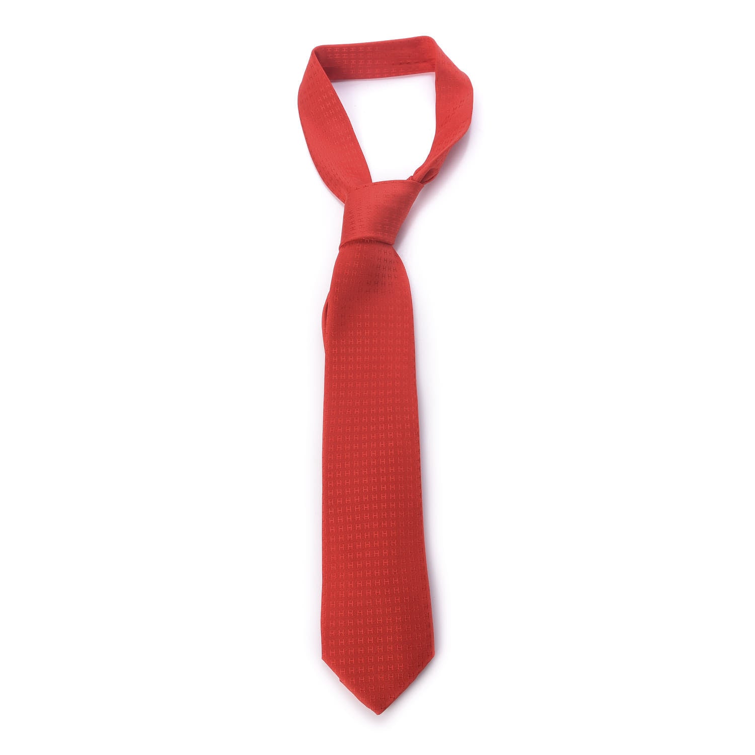 Hermes Mens Silk New Faconnee Neck Tie Rouge Vif 1 of 3