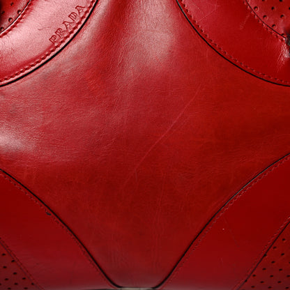 Prada Vitello Drive Perforated Bowling Bag Fuoco 21 of 34
