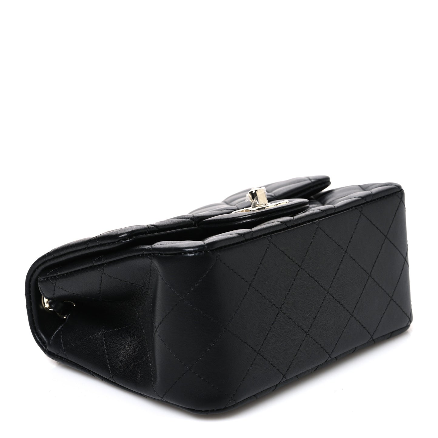 Lambskin Quilted Mini Square Flap Black