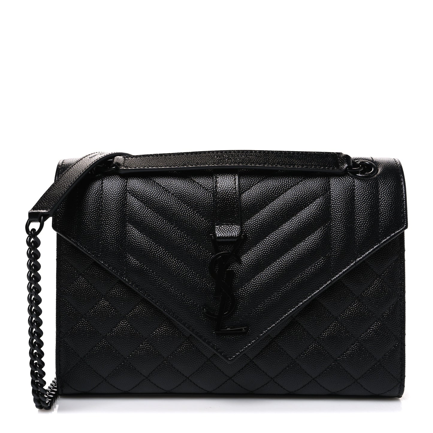 Grain De Poudre Textured Mixed Matelasse Triquilt Medium Monogram Monochrome Satchel Black