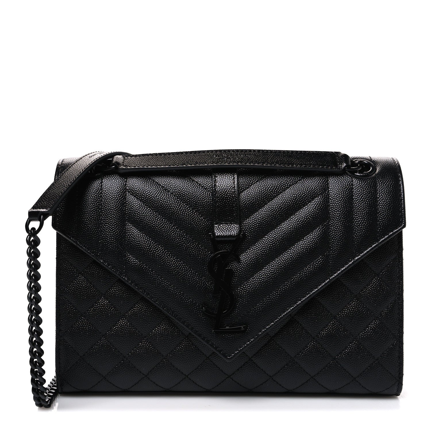 Saint Laurent Grain De Poudre Textured Mixed Matelasse Triquilt Medium Monogram Monochrome Satchel Black 1 of 10