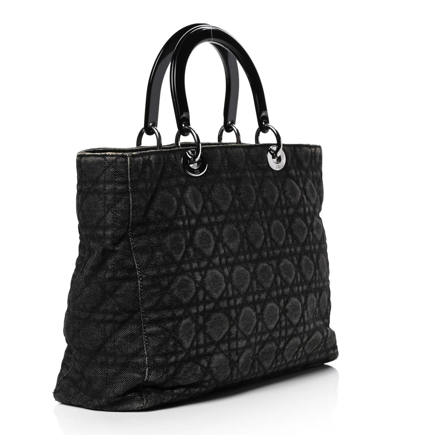 Denim Cannage Large Lady Dior Black