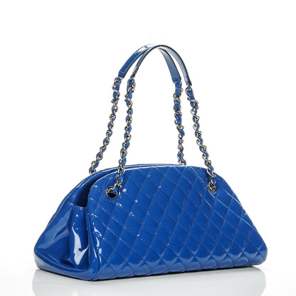 Chanel Patent Quilted Medium Just Mademoiselle Blue 3 of 7