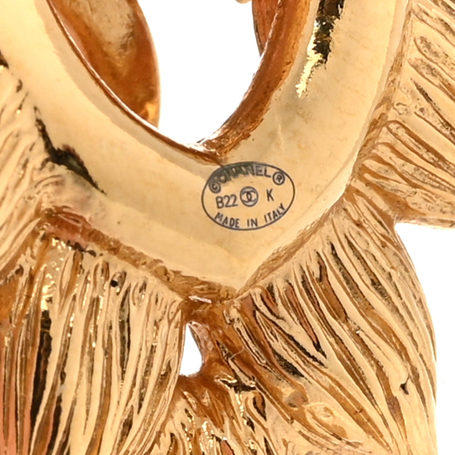 Chanel Metal Crystal Wheat CC Hoop Drop Earrings Gold 4 of 5