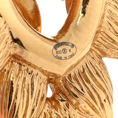 Chanel Metal Crystal Wheat CC Hoop Drop Earrings Gold 4 of 5