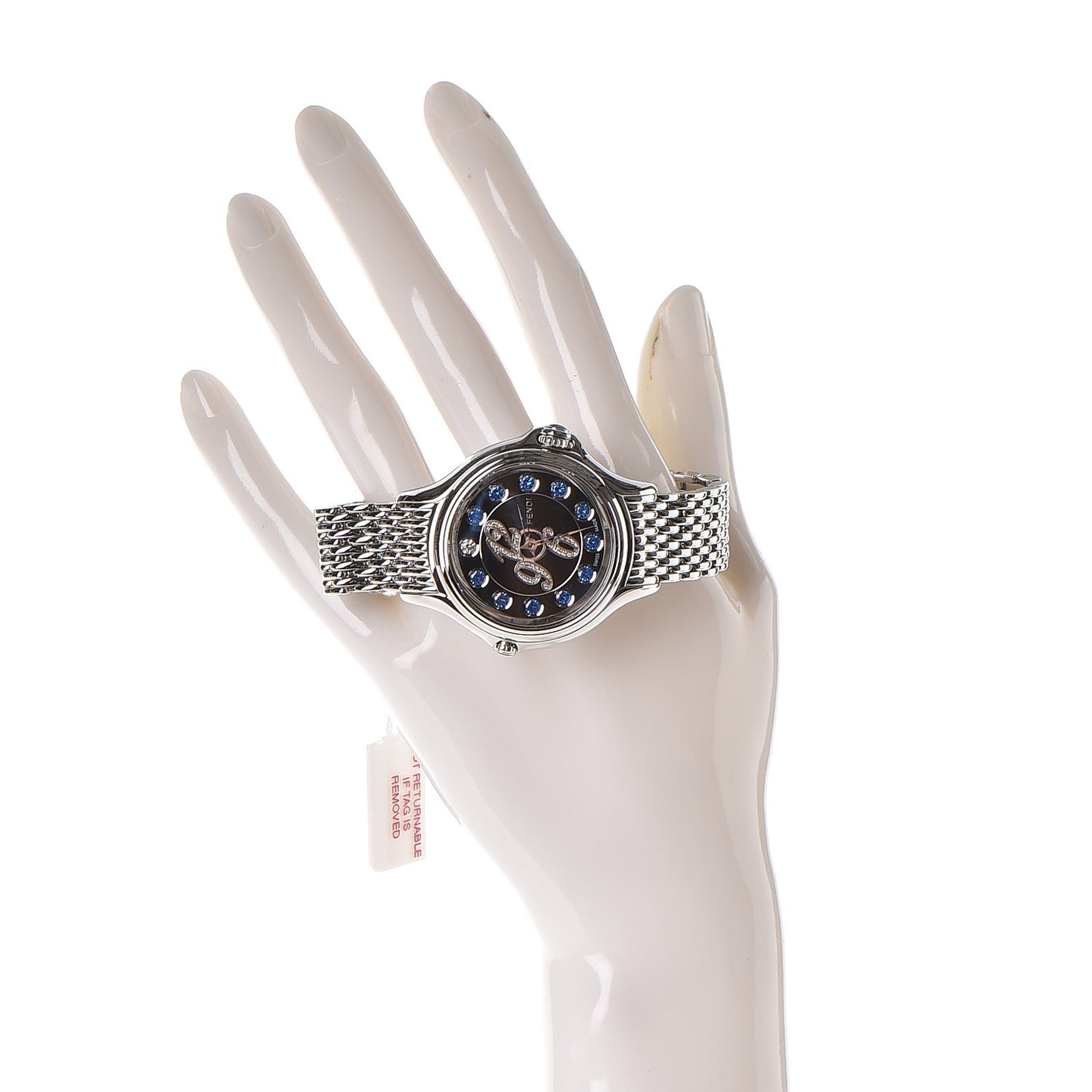 Stainless Steel Diamond Topaz 38mm Crazy Carats Rotating Gem Quartz Watch Black