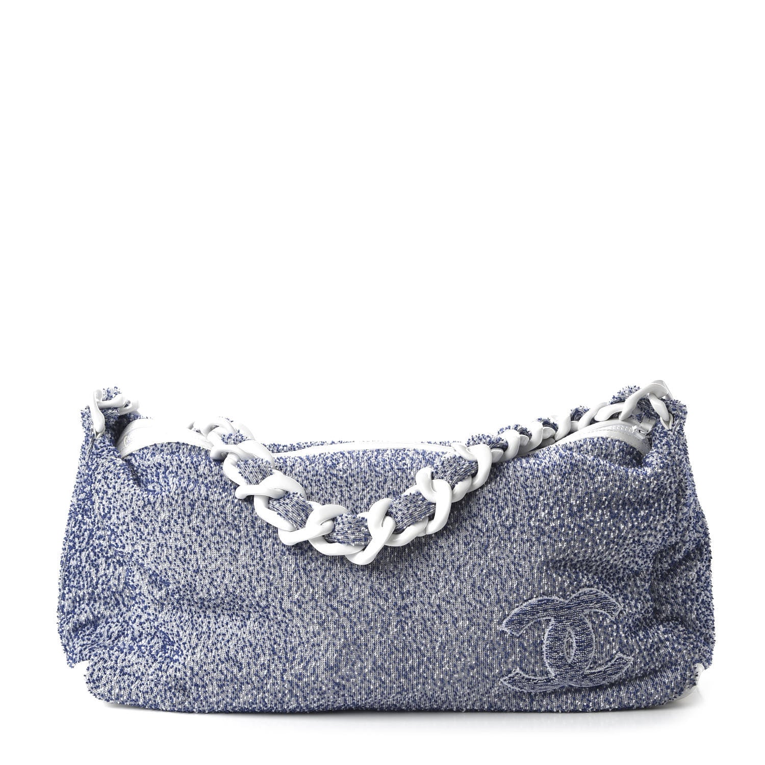 Chanel Terry Cotton Resin Chain Fizzy Hobo Blue White 1 of 13