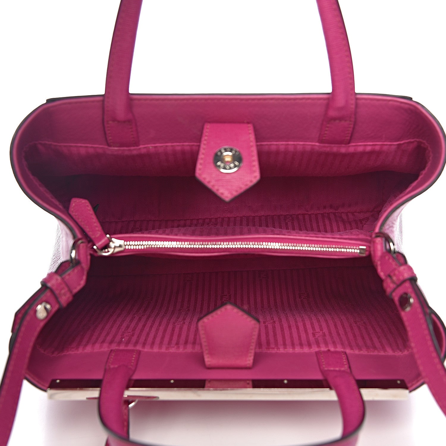 Fendi Vitello Elite Petite 2Jours Tote Magenta 4 of 12