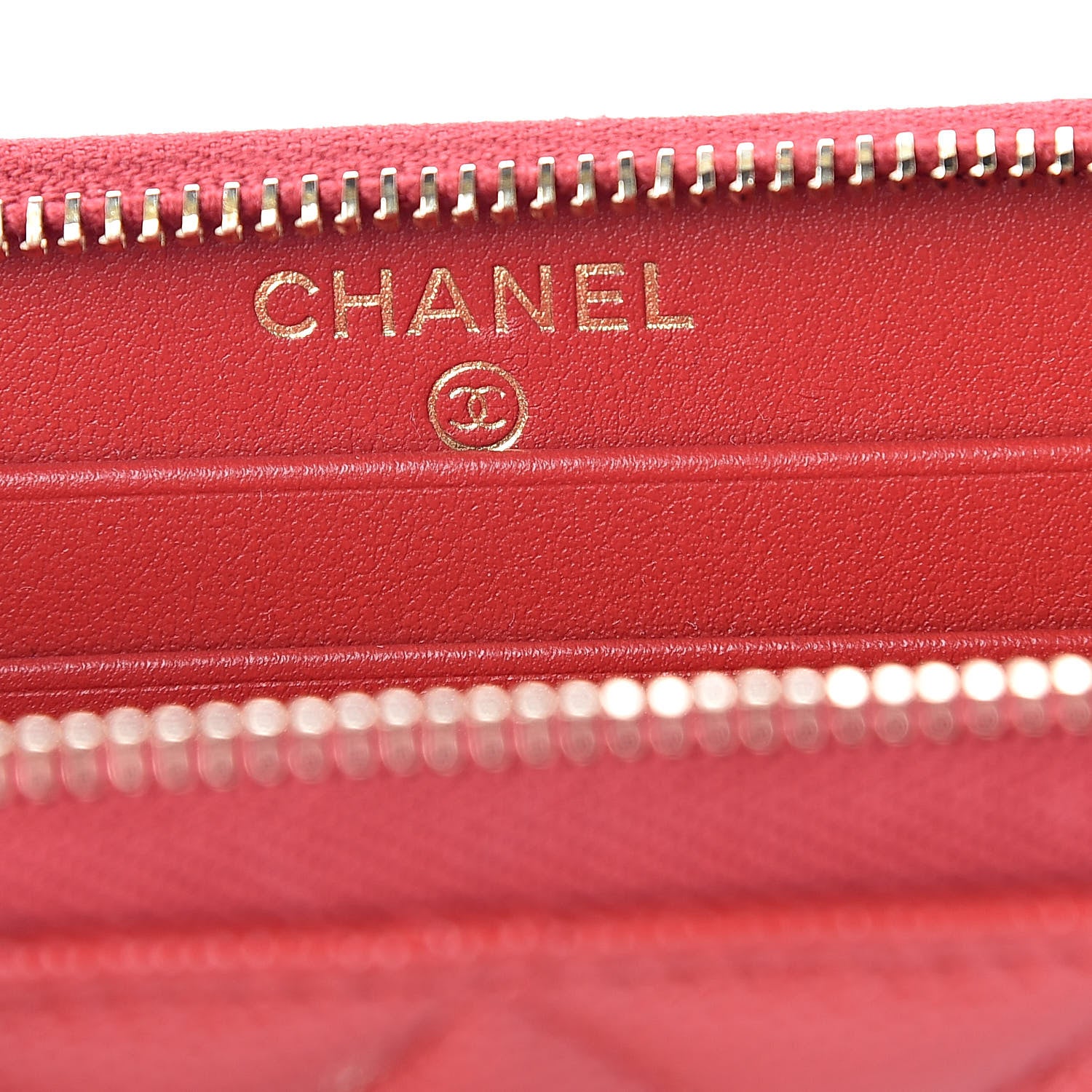Chanel Caviar Quilted Medium Zip Around Wallet Red 6 of 9