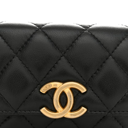 Chanel Lambskin Lacquered Metal Quilted Flap Chain Belt Bag Black 8 of 11