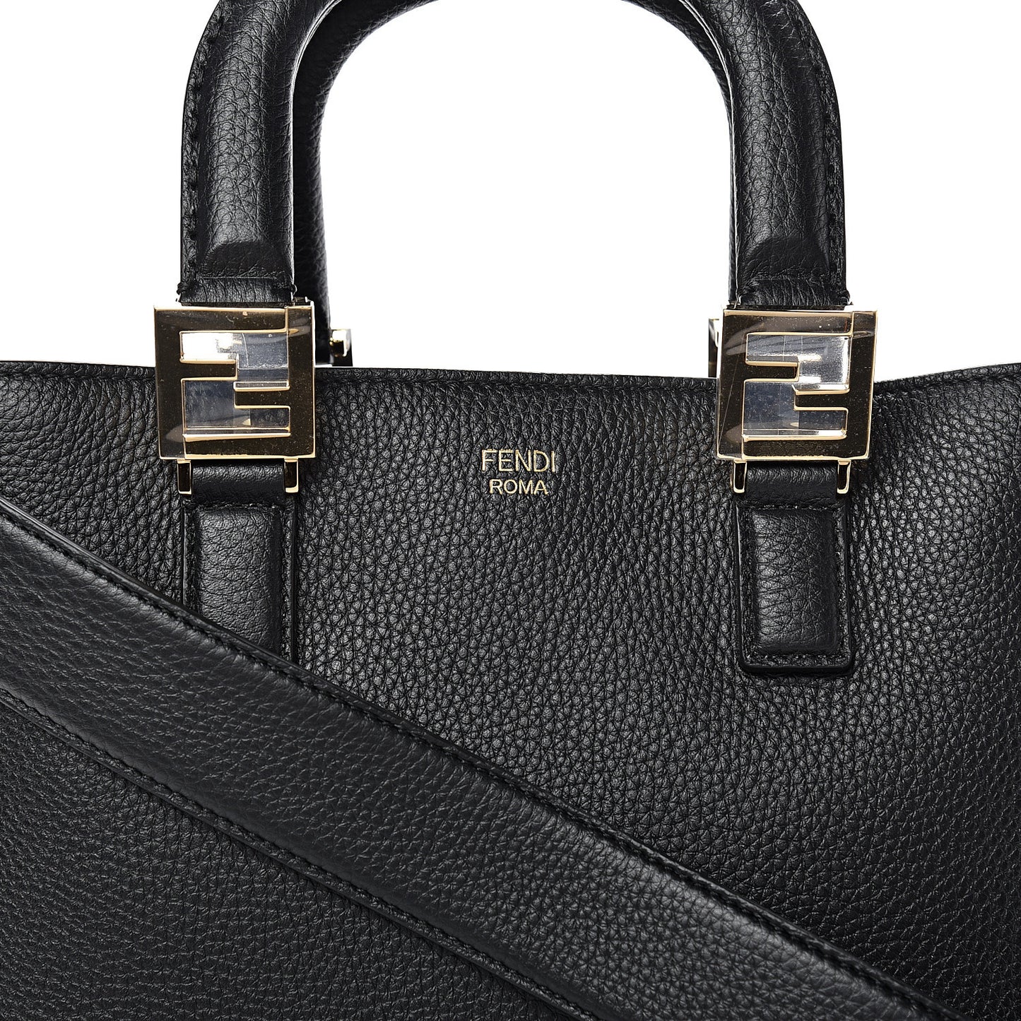 Cuoio Romano Selleria Medium FF Tote Black