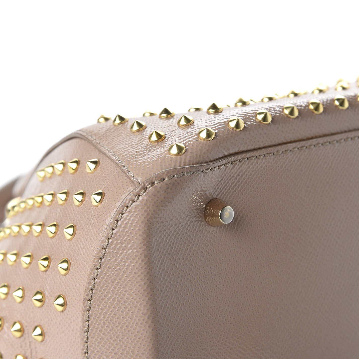 Patent Calfskin Studded Small Blaze Bowler Bag Oyster Pink