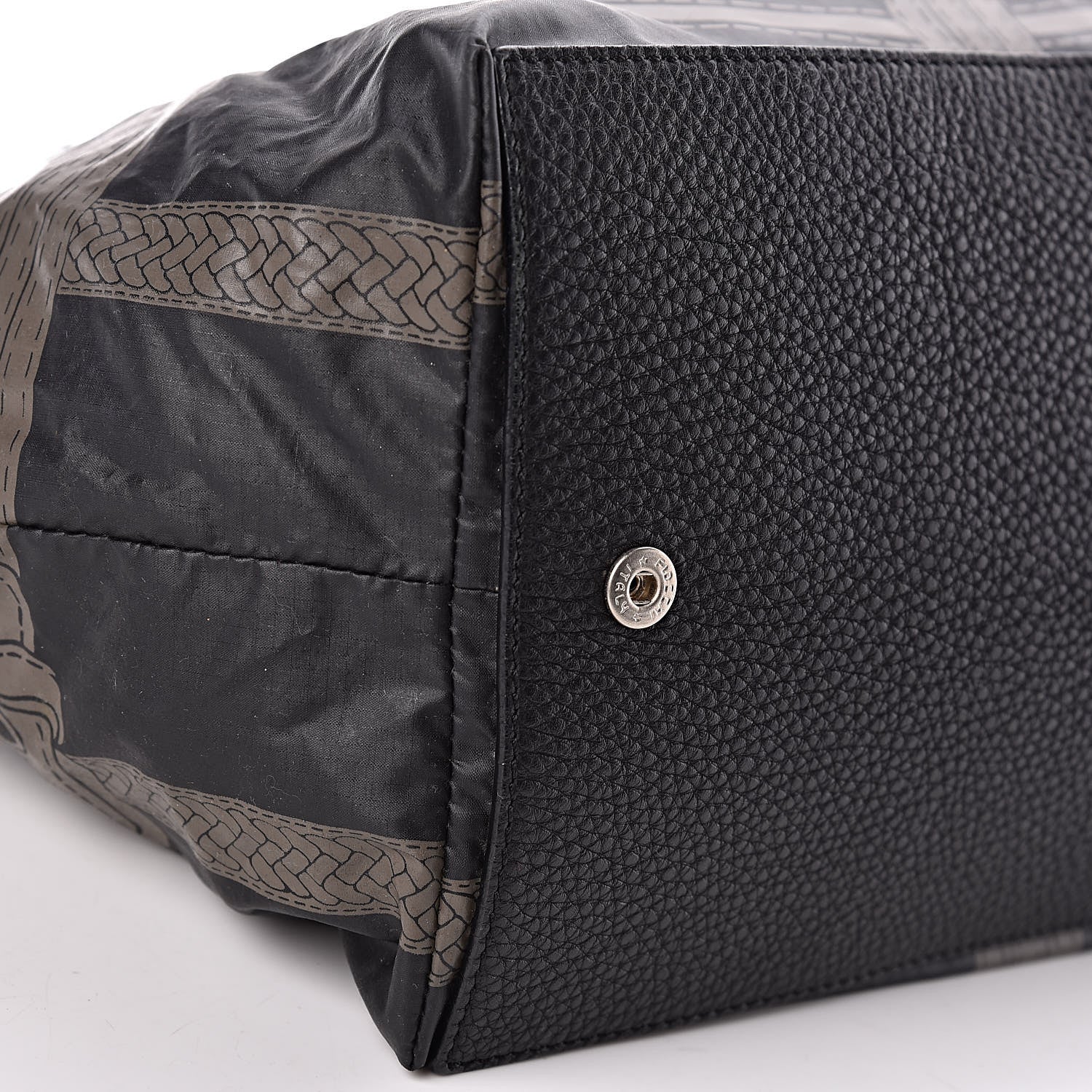 Fendi Nylon Calfskin Romano Selleria Villa Borghese Tote Black 8 of 9