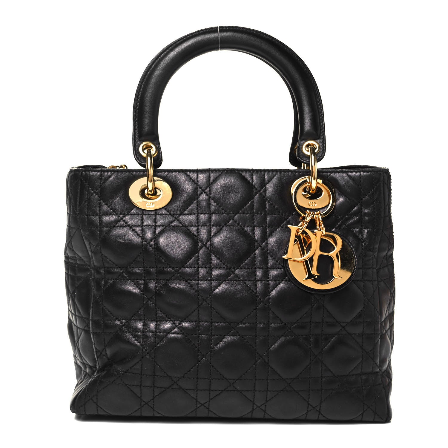 Christian Dior Lambskin Cannage Medium Lady Dior Black 1 of 8