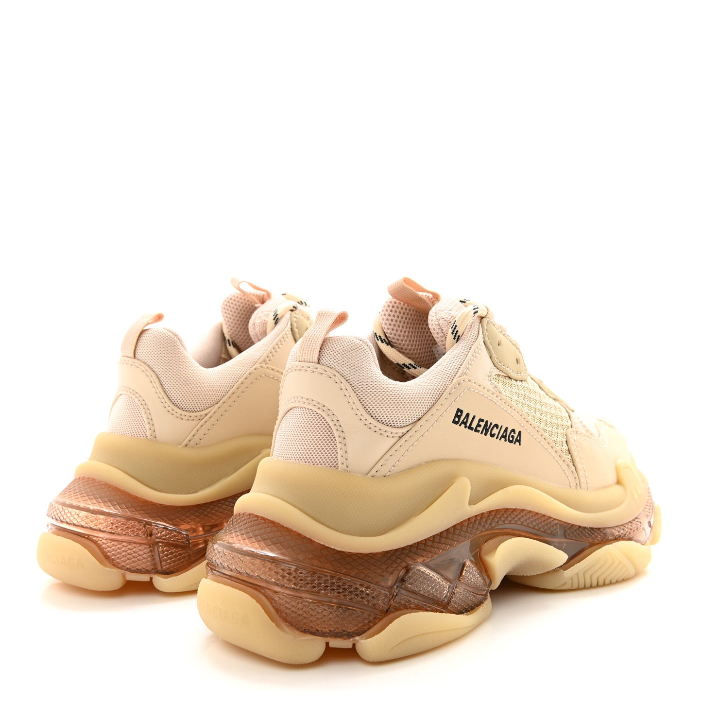 Fabric Mesh Clear Sole Womens Triple S Sneakers 37 Beige