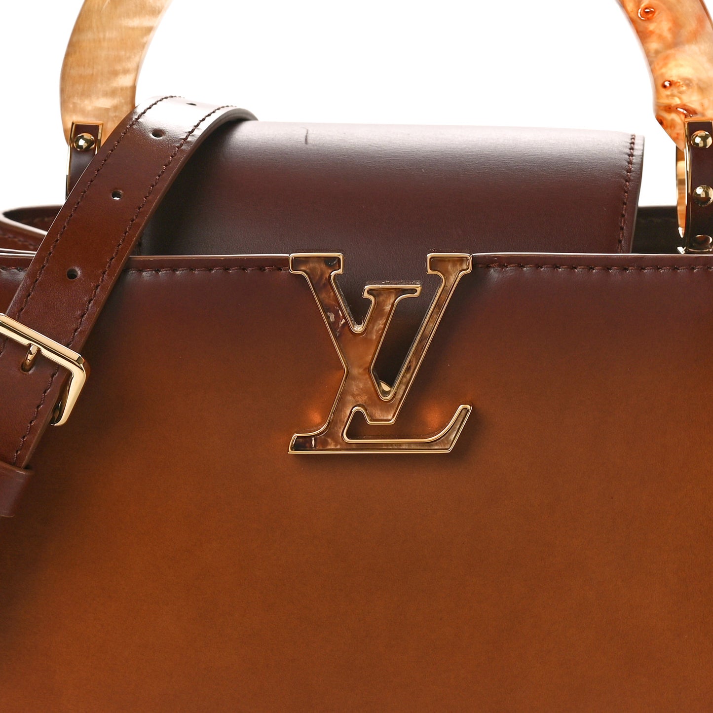 Calfskin Resin Capucines BB Smoked Tan