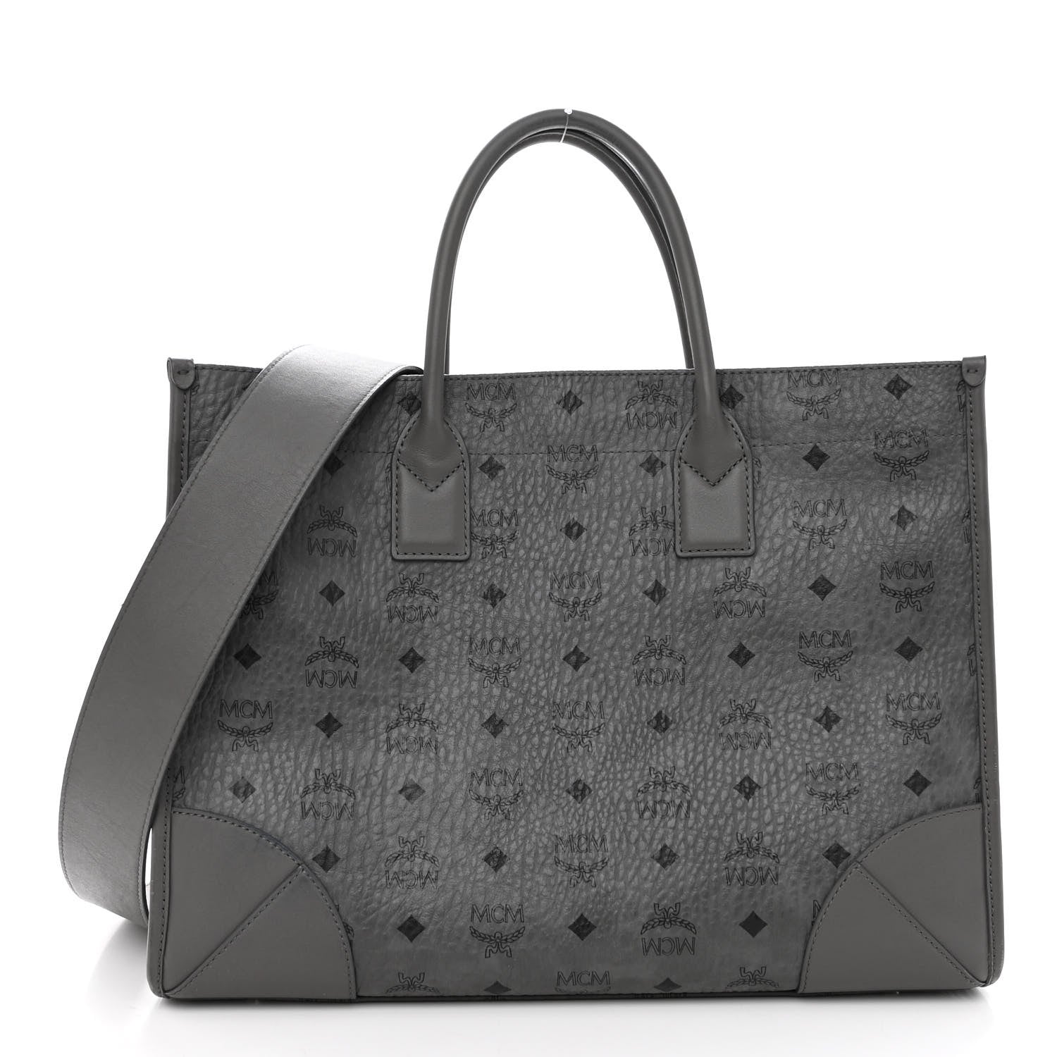 MCM Visetos Large Munchen Tote Grey 3 of 10